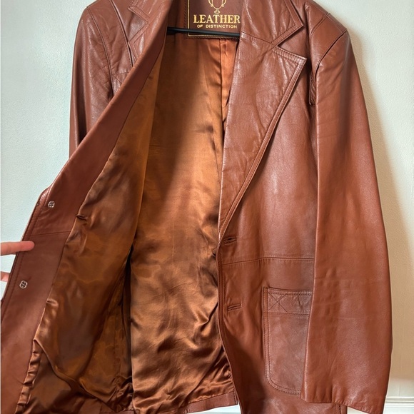 80s Western Vintage Preppy Brown Leather Streetwear Boho Jacket - Size Large - Picture 13 of 14